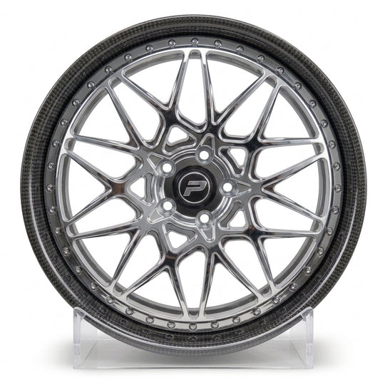 Polished Silver PCC Illusion Carbon Fiber Rims