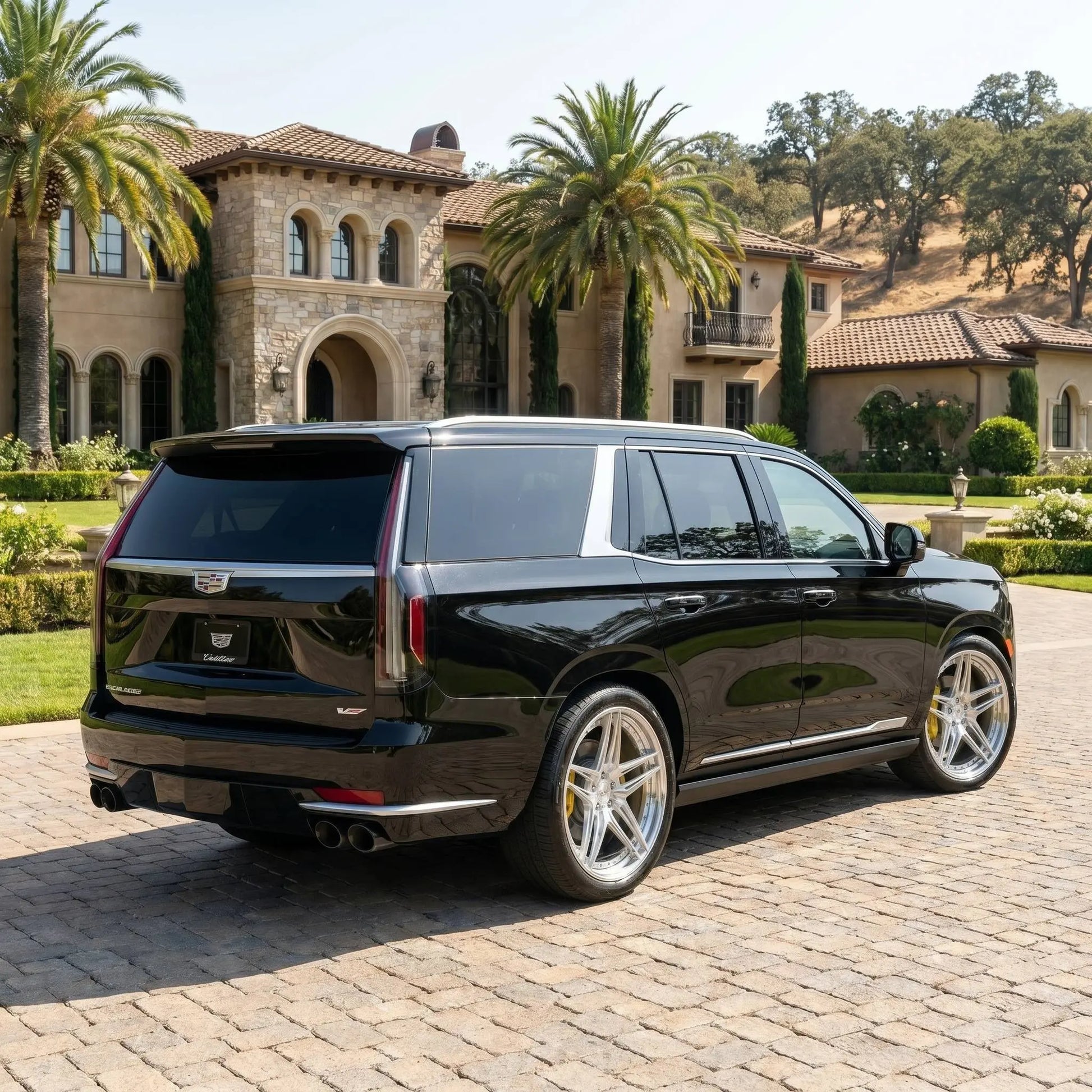 Cadillac Escalade in Granite Bay California with 24 inch wheels by Players Club Cars