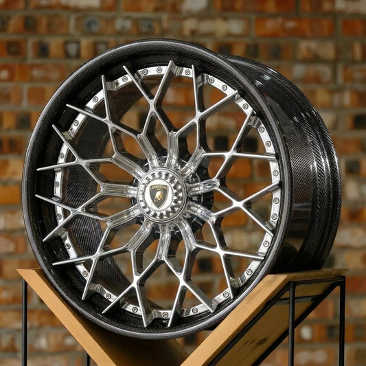 Polished Silver Lamborghini Carbon Fiber Rims