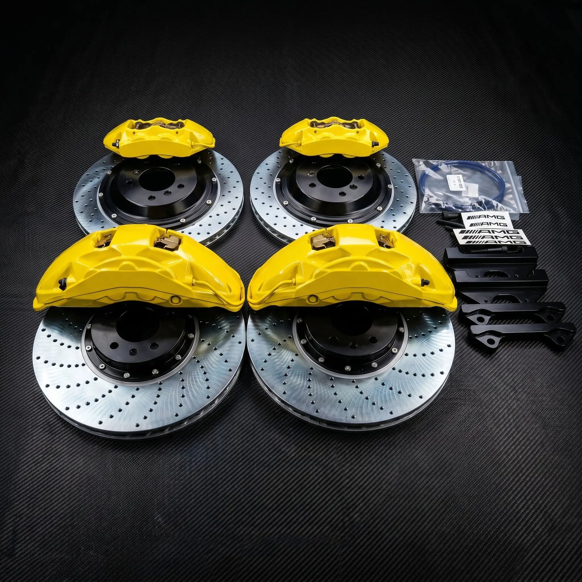 Replacement rotors and pads for Ferrari Lamborghini Mercedes AMG Porsche Hummer EV Cadillac Escalade McLaren Rolls-Royce Bentley