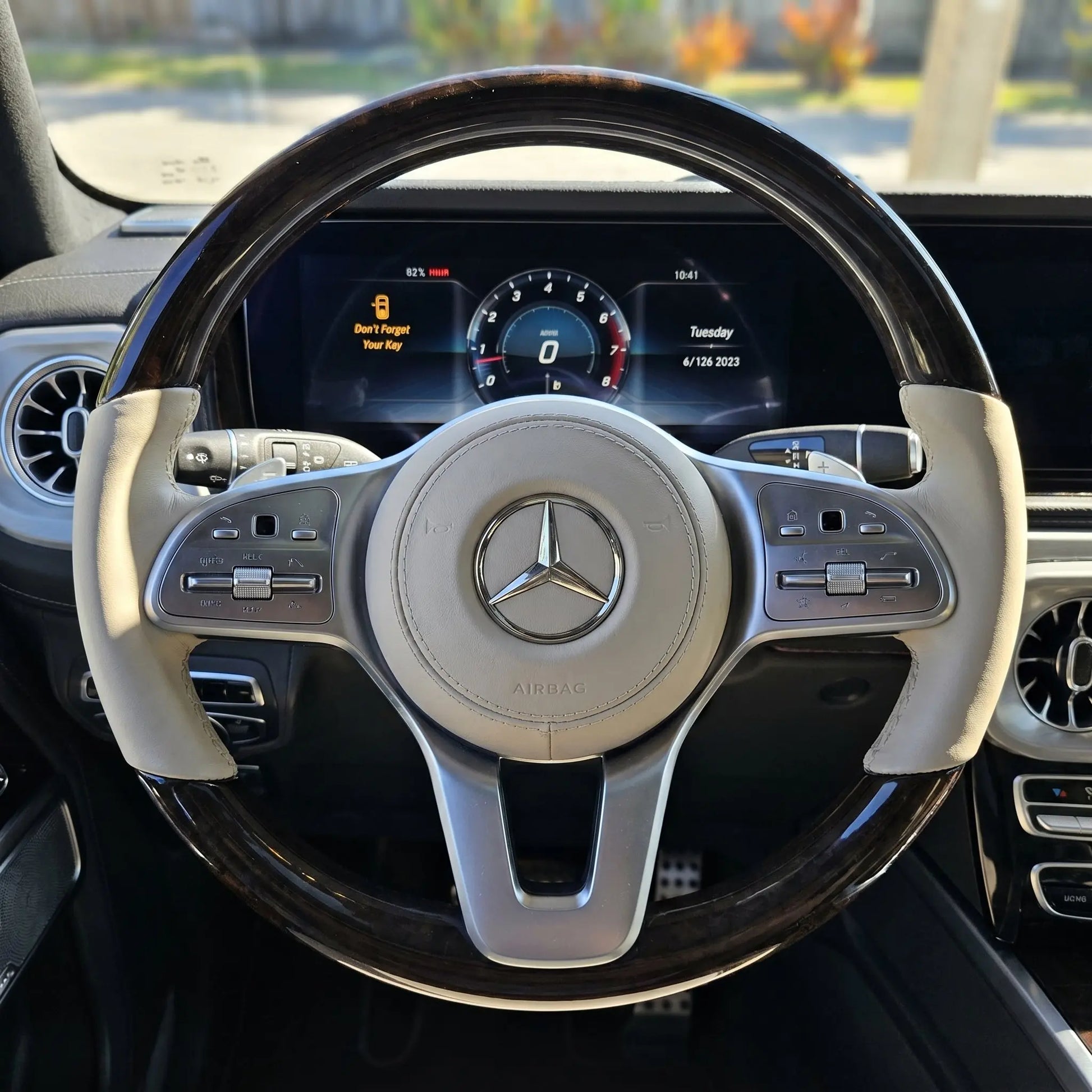 Custom Mercedes Steering Wheel in Macchiato Beige for the G-Class G63 AMG G580 G550