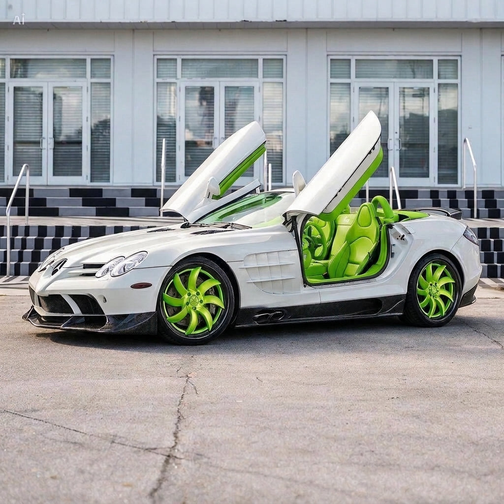 White SLR McLaren Roadster with Carbon Fiber Wheels